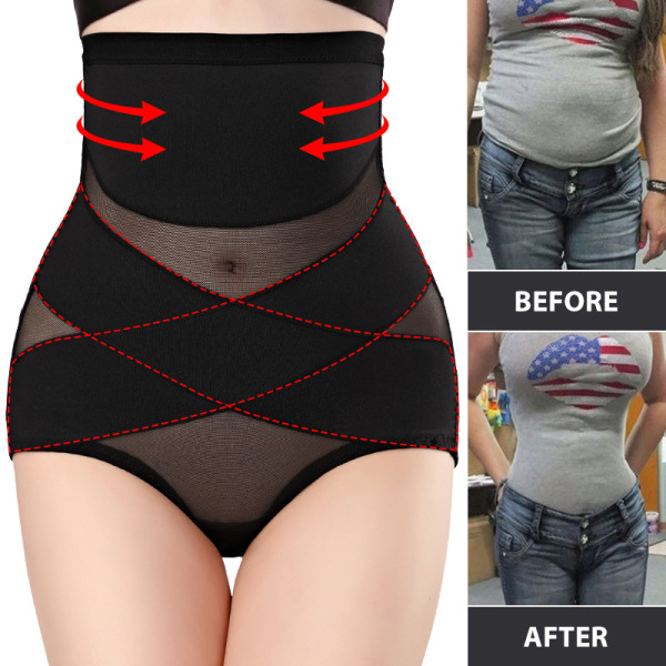 Cross Compression Abs Shaping Bukser Kvinder Slankende Body Shaper Mavekontrol
