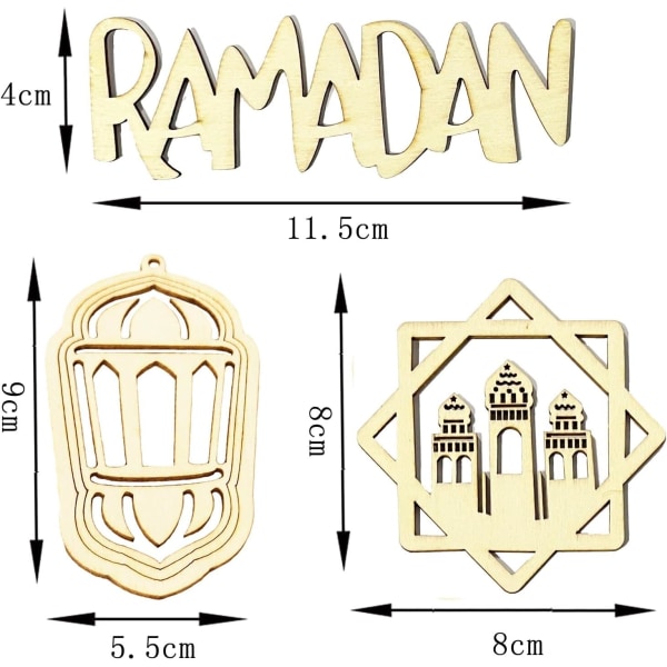 30 st Ramadansmycken i trä Moské Lykta Trä Hängande Dekorationer