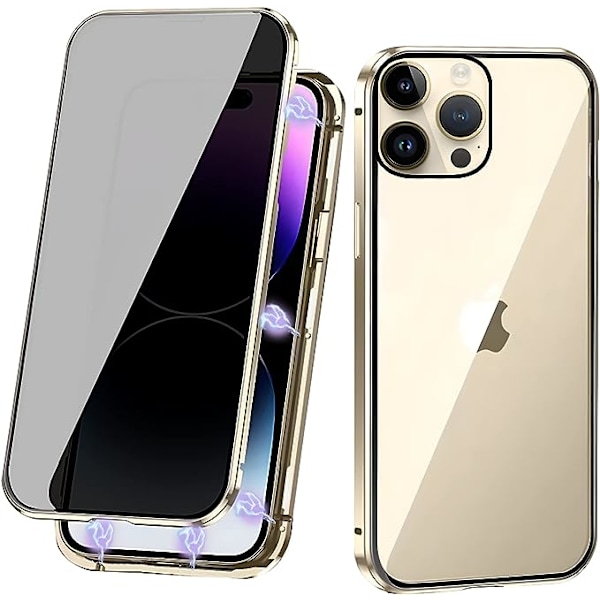 Privacy dubbel magnetiskt fodral iphone 13 guld guld gold
