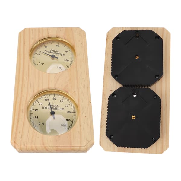 Väggmonterad termometer och hygrometer i trä för bastu, dubbel bordsdisplay, mekanisk termometer och hygrometer för hem och barnrum