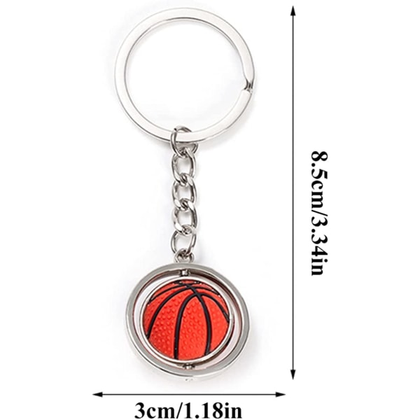 Basket nyckelring, metall roterande 3D sport nyckelring, gåva