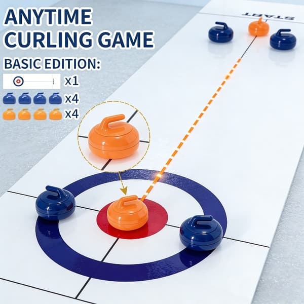 Mini Bordcurlingspil med 8 Sten Desktop Curling Game