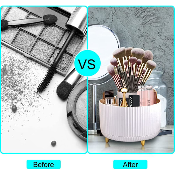 360° Roterende Makeup Børste Organizer Kosmetik Holder (Hvid) White