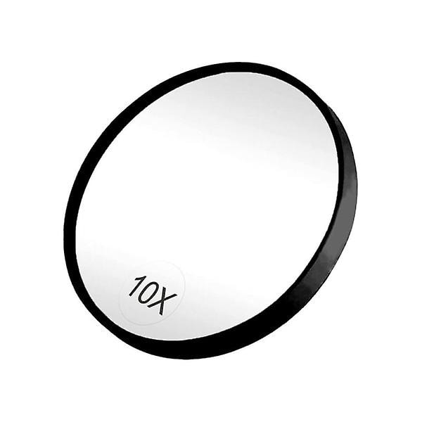 Mini spejl 10x forstørrelse + sugekopper - Sort