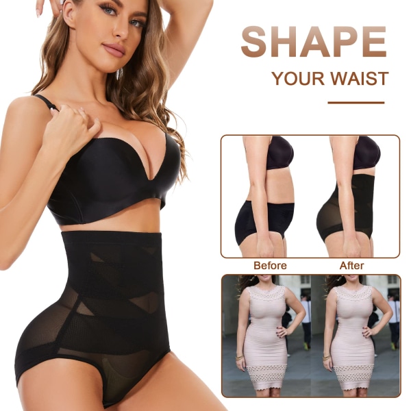 Hög midja magen kontroll byxor, hög midja shapewear för kvinnor magen kontroll, bekväma kropp forma trosor, L, svart svart black L