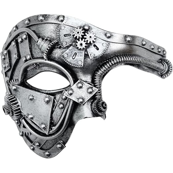 Ubauta Steampunk Metall Cyborg Venetiansk Mask, Maskeradmask För Halloween Kostymfest/Operans Fantom/Mardi Gras Bal