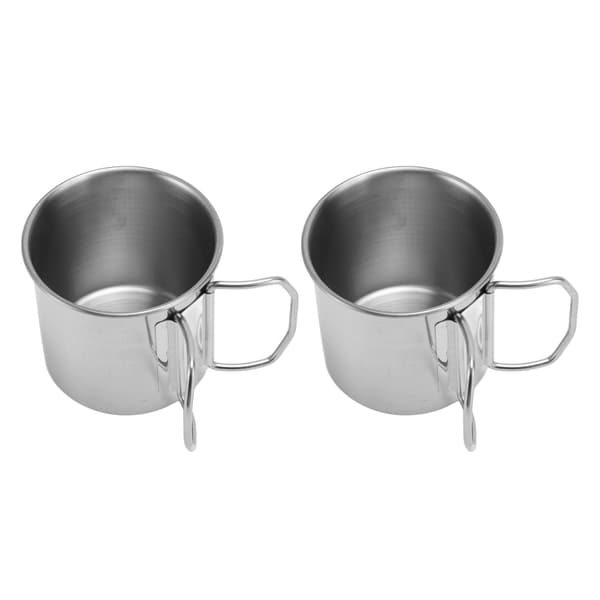 [Tvåpack] 304 rostfritt stål hopfällbart handtag kopp hopfällbar vattenkopp bärbar kopp 250ML