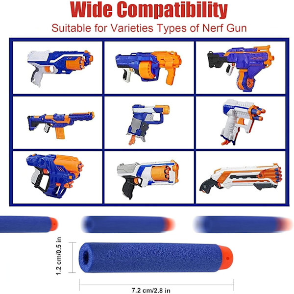 Nerf-lisävarusteiden tikkoja, 200 kpl 500 kpl täyttöluoteja N-Strike Elitelle, täyttöpakkausleluja ulko- ja kotikäyttöön, sininen 500