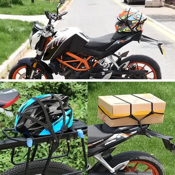 Quick Tie Stropper 2 stk. Genanvendelige Elastiksnore til Cykel Motorcykel Hjelm Bagagebærer 60cm Sort