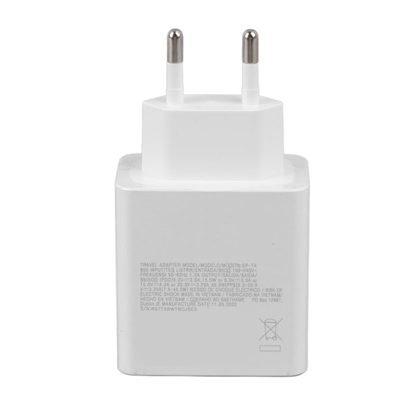 65W USB C Telefonladdare Dubbla Typ C Enstaka USB-portar EU-kontakt 100‑240V Universal USB C Väggladdare för Bärbara Telefoner