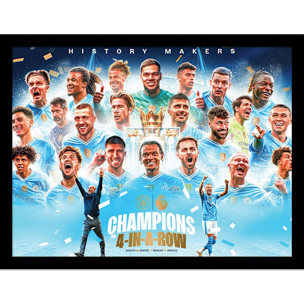 Manchester City FC Premier League Champions Indrammet Billede 40cm Flerfarvet Multicoloured 40cm x 30cm