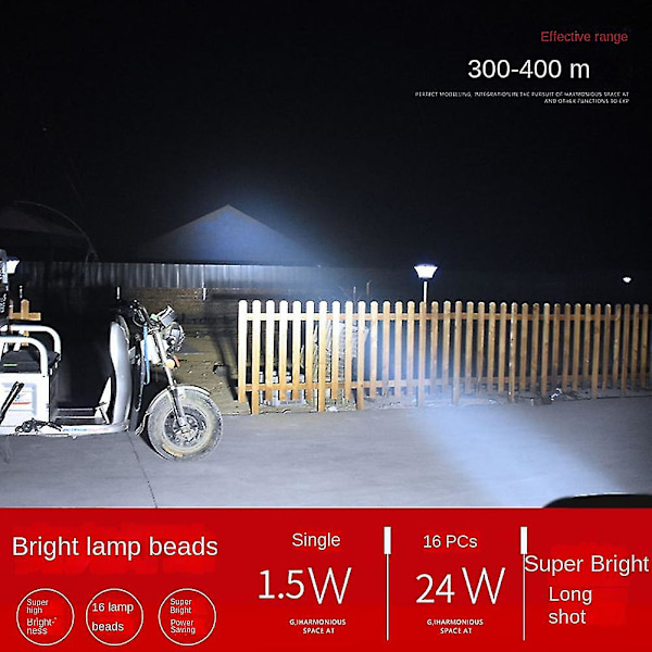 12v-80v sähköpyörän etuvalo Moottoripyörän sähköpyörän pyörän led-ajovalo Kolmipyörän lamppu 16 led-pyörä
