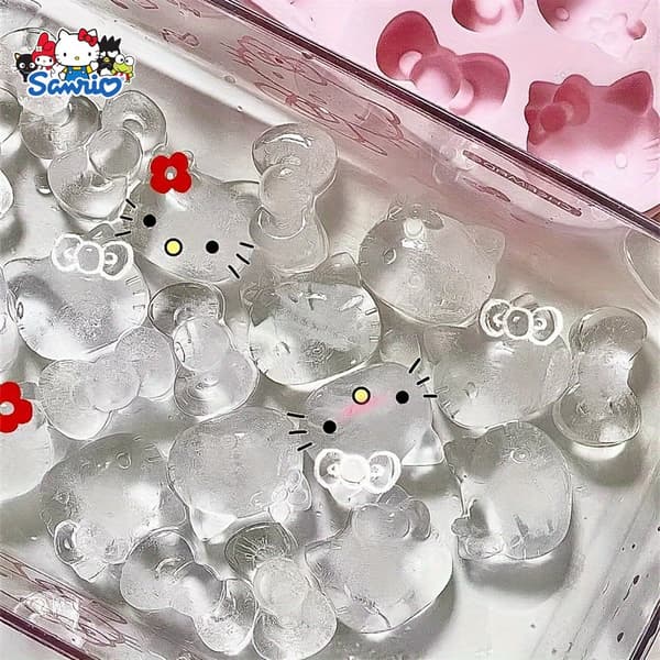 Hello Kitty Silikon Kub Isform Sanrio Bedårande Katt Rosett Design Rosa Isbitar Fest