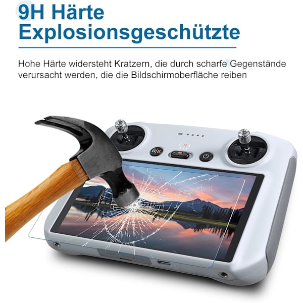 Näytönsuoja DJI RC 2/RC -ohjaimelle, HD-himmeä karkaistu lasi, 9H-kovuus, DJI Mini 4 Pro/Mini 3/Mini 3 Pro -lennokkitarvikkeet (2-pakkaus)