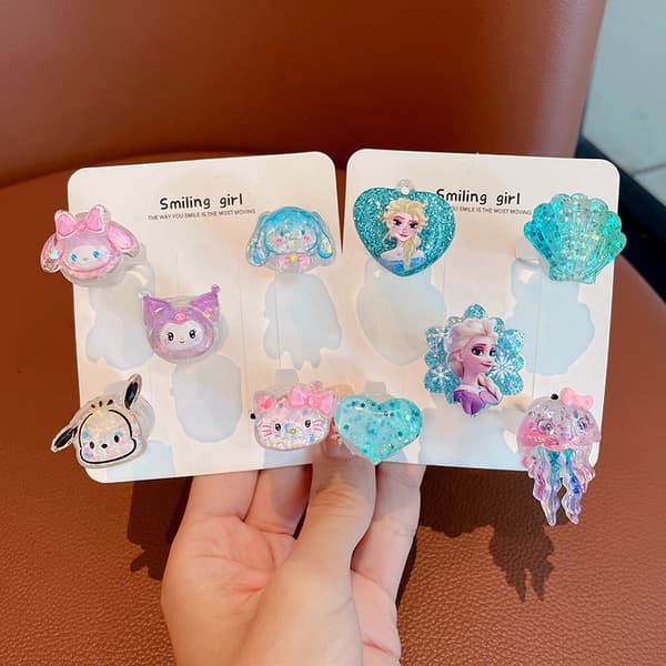 Børns lysende ring, tegneseriering til piger, fødselsdag Sanrio Jelly - 5-pack Glowing ring