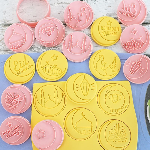 10 stk Eid Mubarak Kageudstikker Sæt, SætIslamisk Muslimsk Biscuit Form (Eid-10 stk)