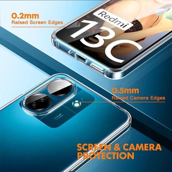 Fodral för Xiaomi Redmi 13C - Stötsäkert Fullt Skydd Transparent Repskydd Transparent