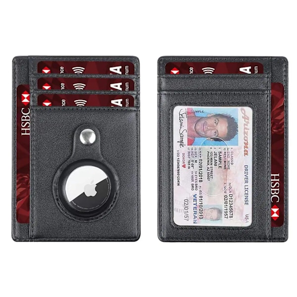 Anti RFID Blocking Carbon Fiber Credit ID Card Holder Case for AirTag Men Women Wallet Leather Slim Wallets for AirTag Air Tag Pink
