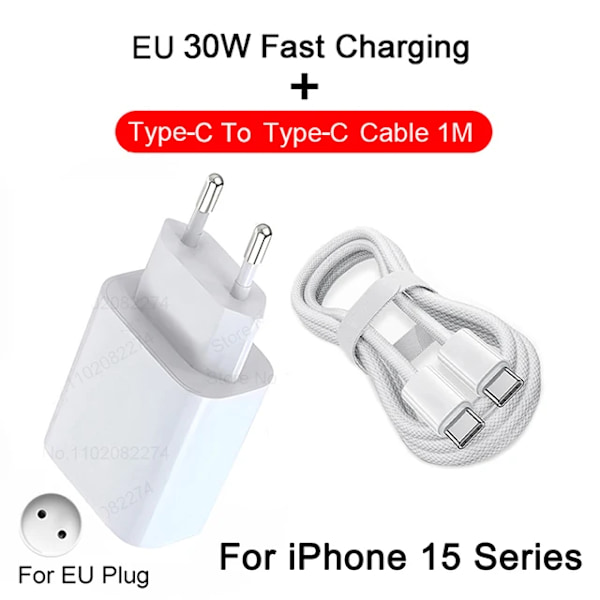 PD 30W Hurtiglader til Apple til iPhone 15 11 12 13 14 Pro Max XR X XS Max 8 Plus Telefonopladerkabel Hurtigopladningstilbehør