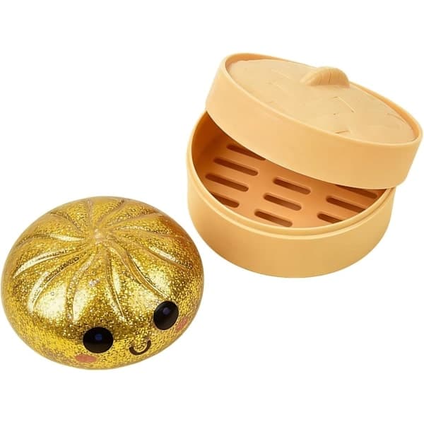 Jumbo Glitter Regnbåge Dumpling Stresslindring Sensorisk Legetøj med Damperkasse, Langsomt Stigende Dekompression Dumplings til Voksne og Børn guld gold