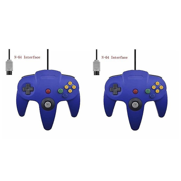 2-pakks Klassisk Ledningsbasert N64-Kontroller Retrospill 64-bitts Spillkontroll Joystick Erstatningskontroll 11 2pcs