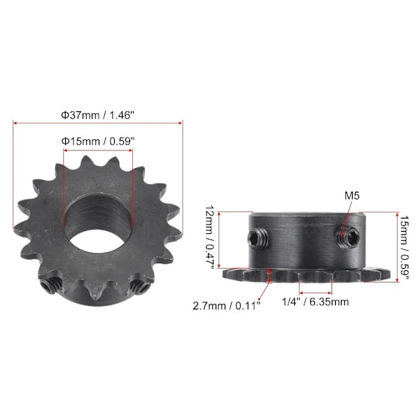 17 Tandhjul Gear 15MM 15MM 15 mm 15 mm