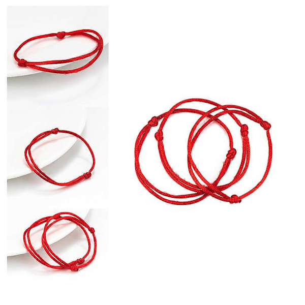 10 st Kvinnor Män Älskare Enkelt Rött Snöre Armband Lycka Till Snöre Kabbalah för Skydd Knutet Amulett Armband Smycken Tro Rep Gåvor
