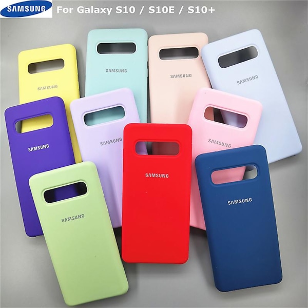 S10 Case Alkuperäinen Samsung Galaxy S10 Plus S10e Silkkinen silikonisuojus S10:lle - tummansininen