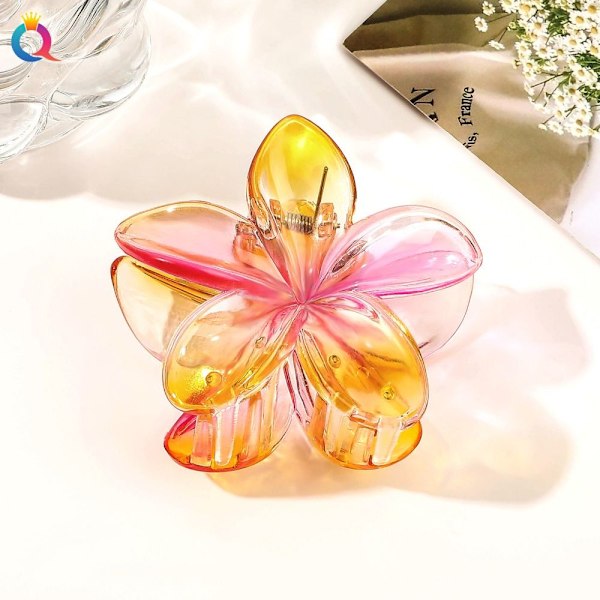 Suuri kukka hiuspidike Kukka muoto Claw Clips PINK WHITE Pink white