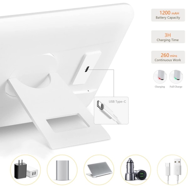 Makeup spejl med lys LED Type-c genopladelig