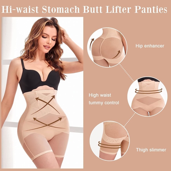 Shapewear til kvinder, mavekontrol trusser, højtaljede shaping shorts, body shaper undertøj, sømløs bagdel løfter bukser, XL farve color XL