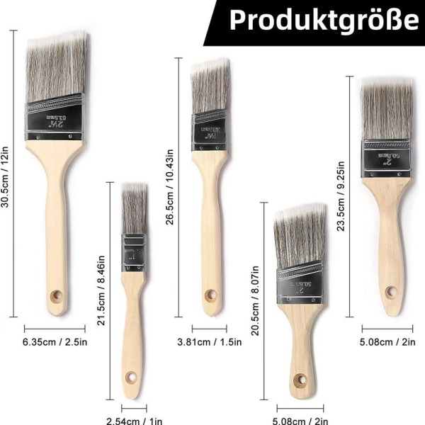 Brushes 5 Pack, Professional Soft Paintbrushes with Wooden Handle