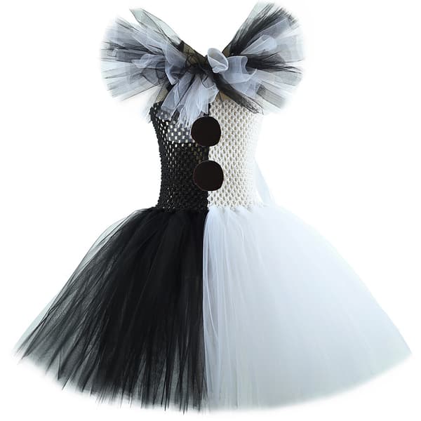 Sort og hvid klovne-tutu-nederdel i mesh til piger, efterårs-optrædenskostume til småbørn 4-5 years old (95-105cm)