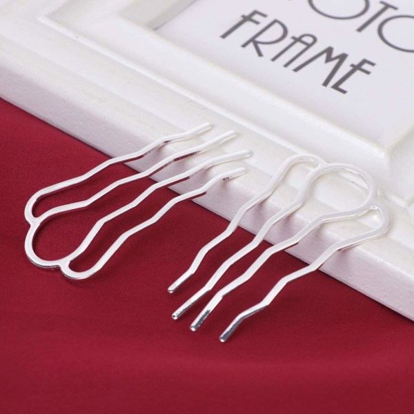 6 stk 4 tenner hårkammer pins metall sidekammer DIY hårnåler tilbehør for jenter kvinner langt hår