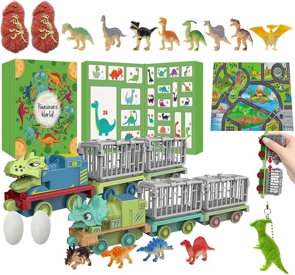Dinosaur julekalender 2024 - 24 dagers nedtelling julegave til gutter jenter barn tenåringer