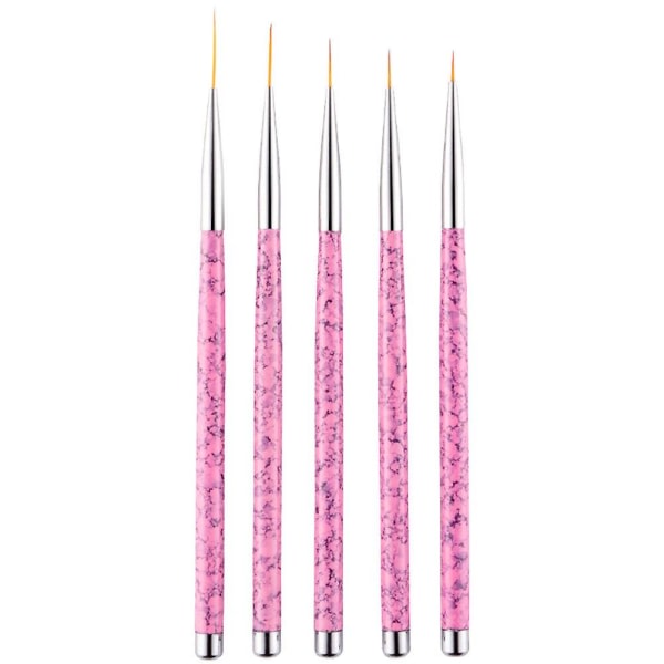 5 stk Nail Color Pennesett Fine Nail Art børster Tegning Liner Brush Manikyrverktøy for kvinner (15x1cm, rosa)