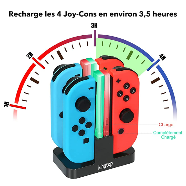 4 i 1 ladestasjon for Nintendo For Switch Con med individuell LED-indikator