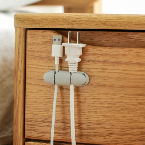 Multifunktionel desktop datakabel musekabel organizer silikone pasta opladerkabelholder spænde grå (medium størrelse)