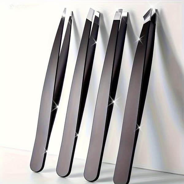 4 stk. pincetsæt i rustfrit stål til hårfjerning, skægtrimning, øjenbrynsformning 4pcs (black)
