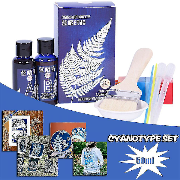 Cyanotype-setti, jolla voit luoda piirustuksia tai kuvia Cyanotype Kit 100ml:n avulla