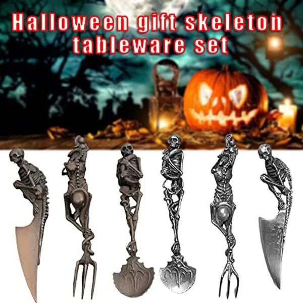 Halloween-lahja Luuranko Astiasto Metalli Pöytävälineet Juhla Pöytäkoriste gold