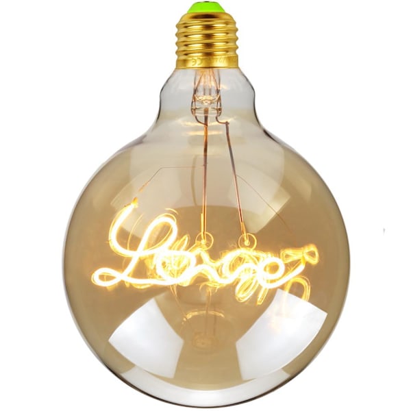 Edison LED-pære 4W, E27 skruelampe Retro LED Love Filament Antik lampe skaber smukt design (G125 Love)