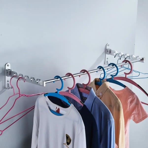 2 kpl (80 cm pitkällä tangolla) alumiininen vaatekoukku kokoontaitettava seinäripustin vaatetanko seinälle taitettava vaatetuuletin seinävaateripustin