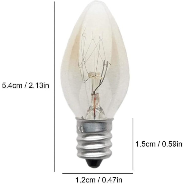 6 stk. lyspære E12 lyspære 220v 10w C7 spiss boble E12 liten skrue saltlampe, nattlys med lyspære for saltlampe, lyspære