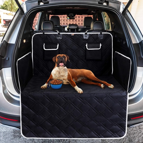 Universal hundebil bagagerumsbeskytter med sidebeskyttelse hundemåtte, bagagerumsdæksel til alle biler, let at rengøre, sort