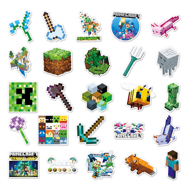 #100 Stykker Minecraft Klistremerker Dekaler Sett for Barn Voksne Vanntette#