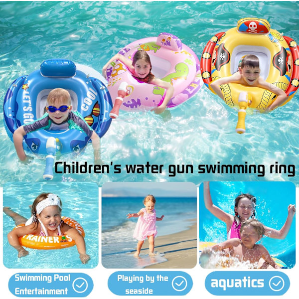Baby Buoy Vattenpistol, Barnpoolstol Badring Baby Buoy för Uppblåsbar Uppblåsbar Flytande Simtränare för Barn 3-8 År