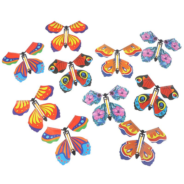 10 X Magic Butterfly Flyvende Sommerfugl Med Kort Legetøj Med Tomme Hænder