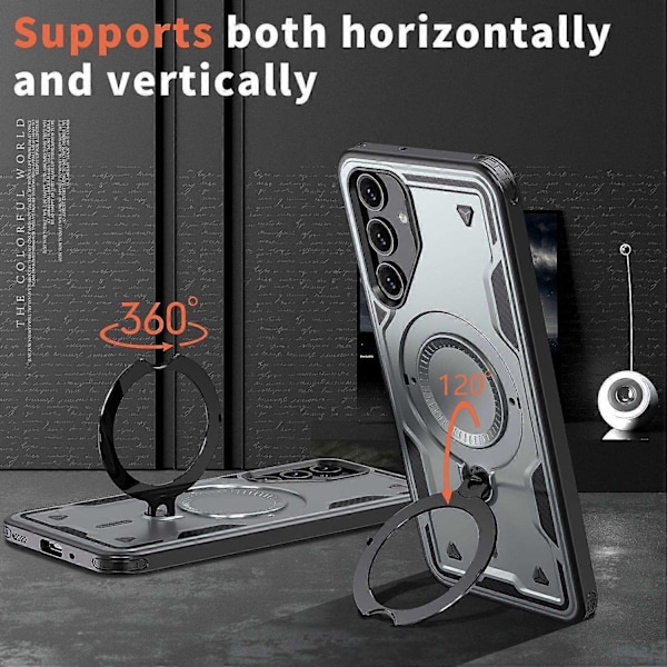 Mobiltelefondeksel for Samsung Galaxy A16 4G/5G, kompatibelt med MagSafe militær beskyttelse PC+TPU stativ - WELLNG Style E