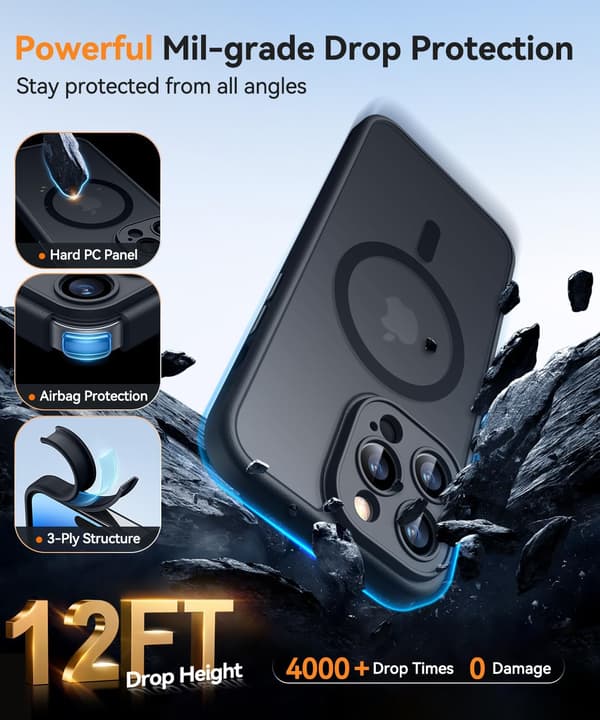 Magnetic Case for iPhone 16 Pro Max with Full Camera Protection [MagSafe Compatible] [Clear & Glossy] Protective Case, Black Black Black iPhone 14 Pro